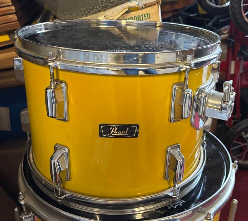 Vintage Pearl Fiberglass Shell Rack Tom 1970's - Yellow 9”x13