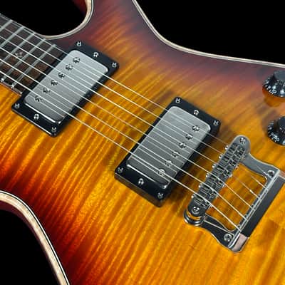 2025 Knaggs Kenai Tier 1 Flame Top w Zircote Fretboard ~ Dark Cherry Burst w Natural Binding image 6