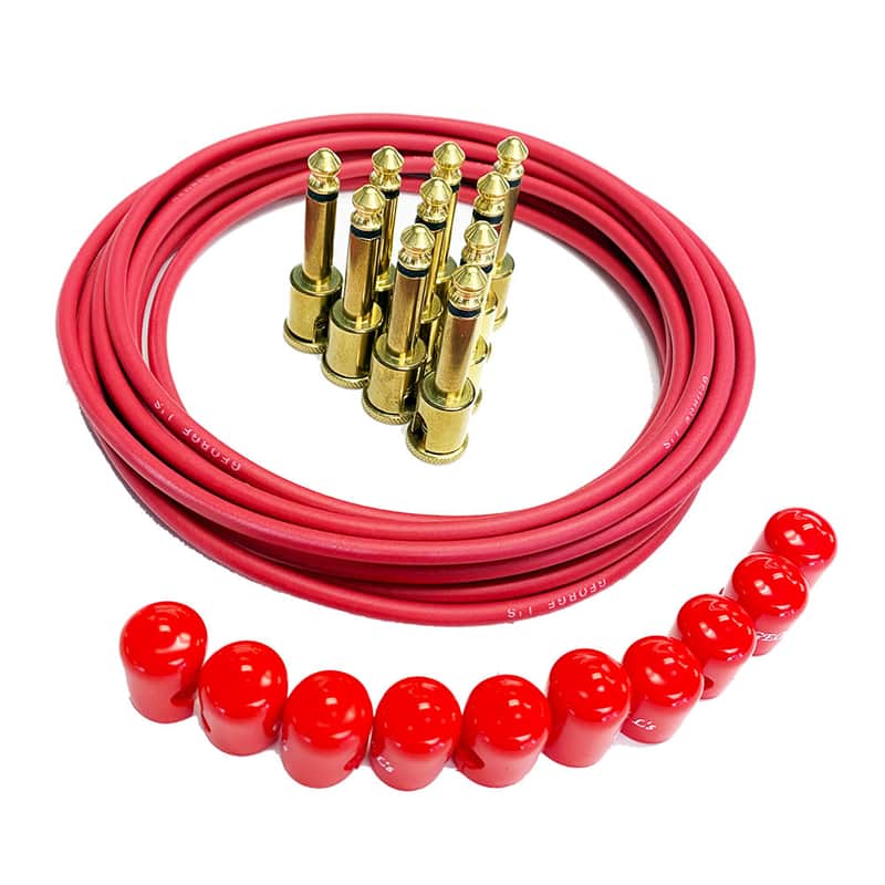 George L's Pedalboard Effects Cable Kit - Red Cable .155 R/A Unplated Plugs image 1