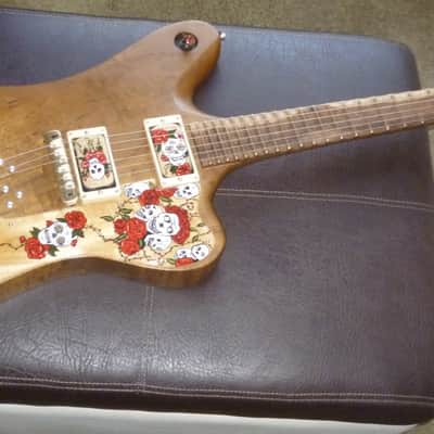 custom unique stock, Firebird R slab guitar,"Skulls&Roses",,handpainted+carved,collector item trades image 6