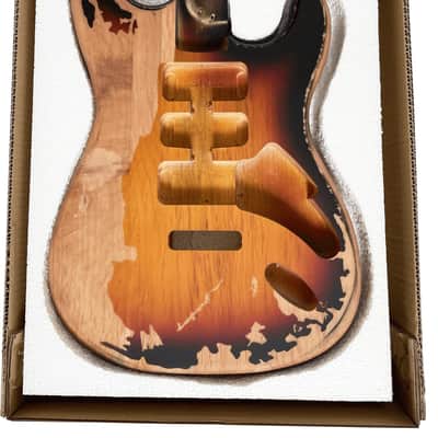 DIY ST Style Electric Guitar Body – Solid Alder – Relic 3 Tone Sunburst Nitro Finish – HSH Route image 4