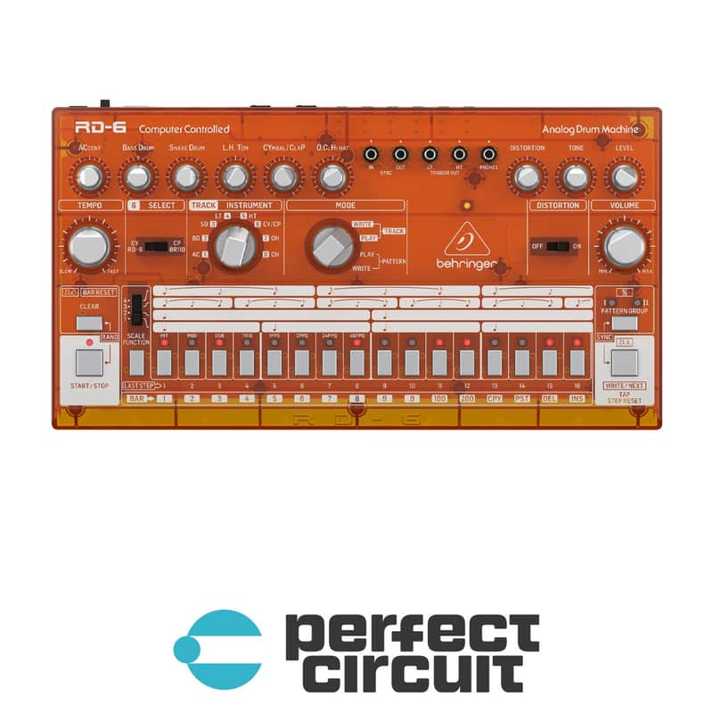 Behringer RD-6-TG Analog Drum Machine (Translucent Orange) image 1