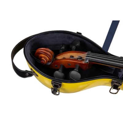 Crossrock Fiberglass Hard Guitar Case with wheels for 4/4 Cello in Yellow image 7