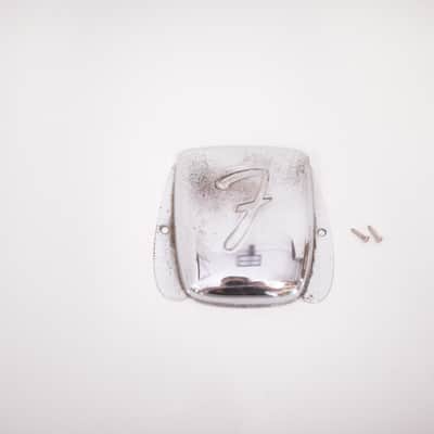 1966 Vintage Fender Jazz Bass F-Logo BRIDGE COVER Chrome JBass Guitar Original 1960's 1967 1968 1969 image 3