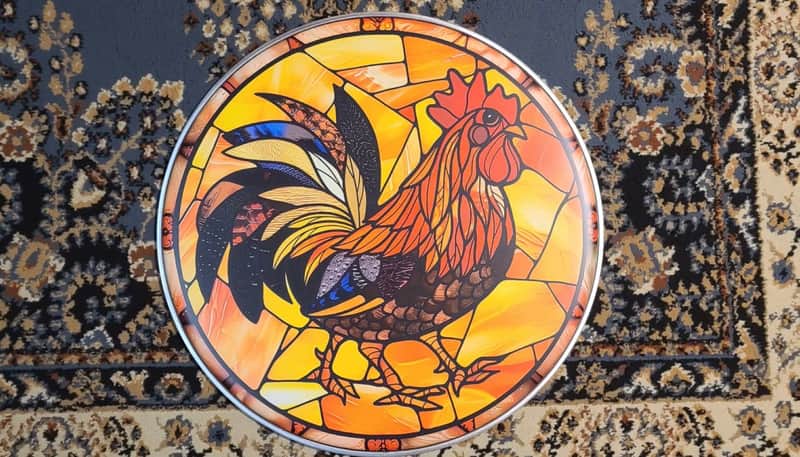 Remo 22” STAINED GLASS ROOSTER BASS DRUM HEAD 🐔 2026 image 1