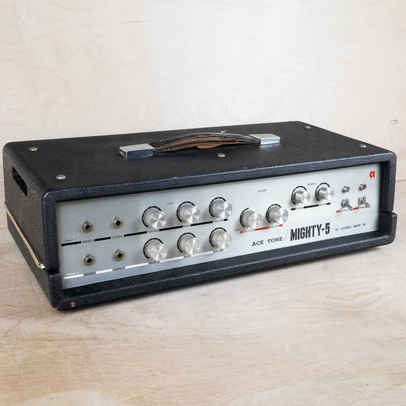 Ace Tone Mighty-5 1967 Black Vintage Japan 25W 2 Channel Tube Amp Head with Reverb, Tremolo image 1