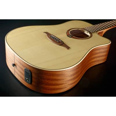 Lag T70DCE Tramontane 70 Dreadnought Cutaway Solid Sitka Spruce Top Okoume Neck 6-String Acoustic-Electric Guitar image 6