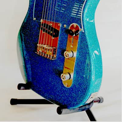 Leo Jaymz Elite Series "Popcaster" Electric Guitar - Sparkle Cyan Blue image 5