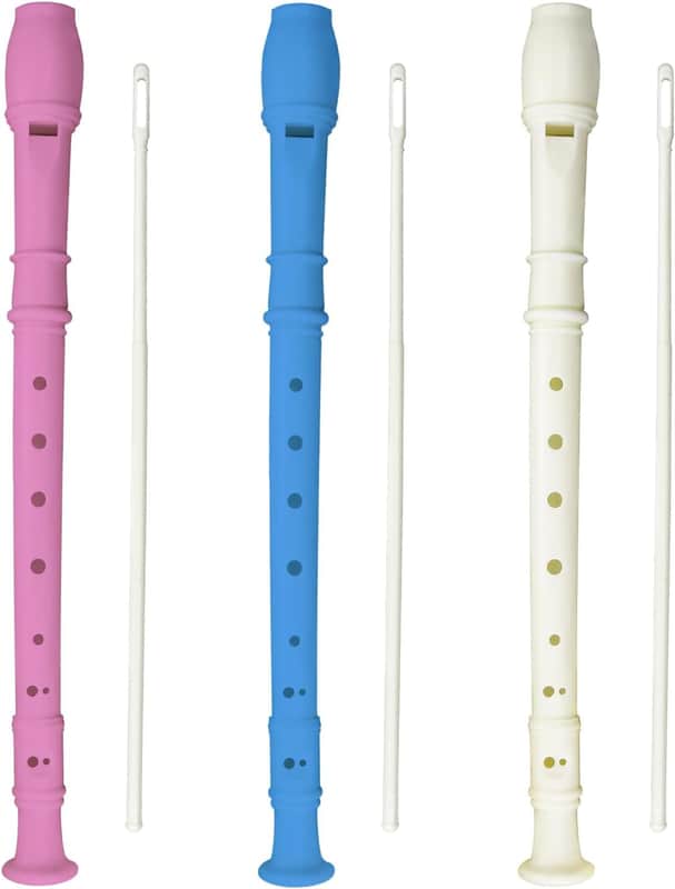 3 Pack 8 Hole Soprano Recorders Descant Flute With Cleaning Rod Style for Beginner Graduation or Back to School Gift (blue, pink, white) image 1