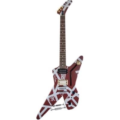EVH Striped Series Shark Burgundy w/ Silver Stripes image 1