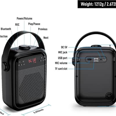 Wireless Voice Amplifier Handheld and Headset Microphones for Teachers, Voice Amplifier Microphone, Portable Megaphone Buletooth Speaker for Classroom, Meeting, Group outings, Party, Karaoke image 2