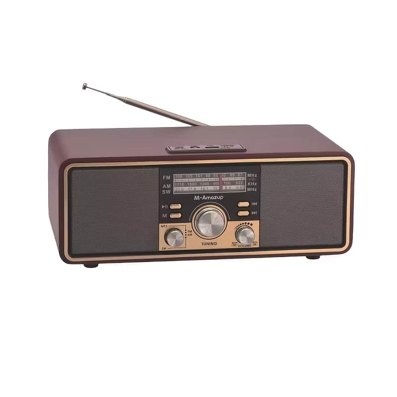 Portable Vintage Style AM/FM/SW Radio Speaker – Wireless Rechargeable Retro Audio System with USB & TF Card Playback image 1