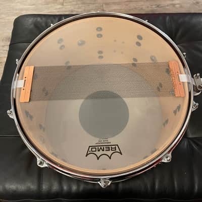 Truth Custom Drums 14x8 Maple snare Drum - Orange glass glitter/ Marine Pearl image 2