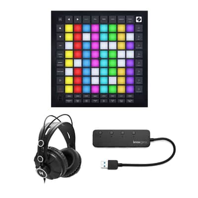 Novation Launchpad Pro MK3 with Over-Ear Headphones and Knox 3.0 4 Port USB Hub