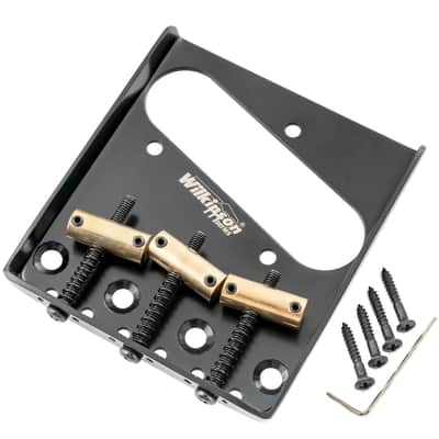 Wilkinson M Series 54mm Vintage “Ashtray” Tele Bridge — 3 Compensated Brass Saddles, Top-Load & String-Through - Black image 3