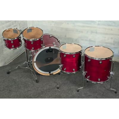 Used DW Performance 5pc Drum Set Cherry Stain - Very Good image 7