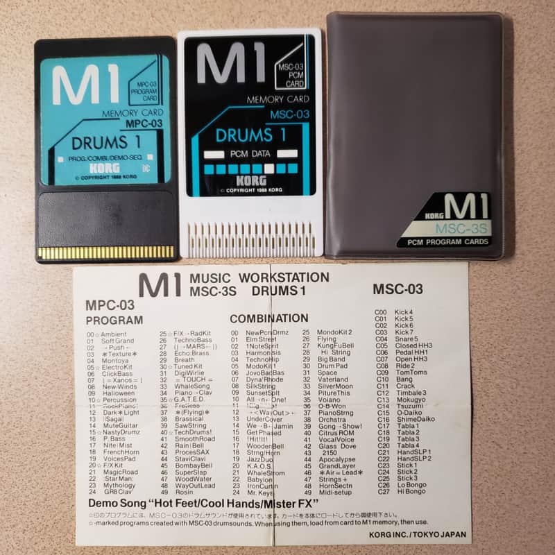 Korg M1 MPC-03 and MSC-03 DRUMS 1 Set Program Cards image 1