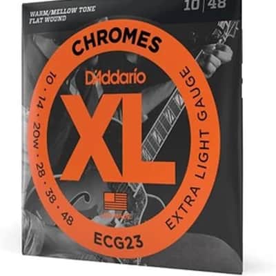 D'Addario ECG23 Chromes Flat Wound Electric Guitar Strings, Extra Light, 10-48