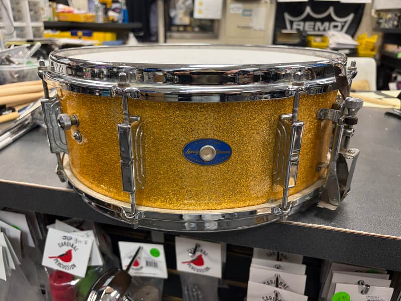 Leedy ( Shelly Mann) signature Vintage 5 1/2 x14 1964 - Gold Sparkle image 1
