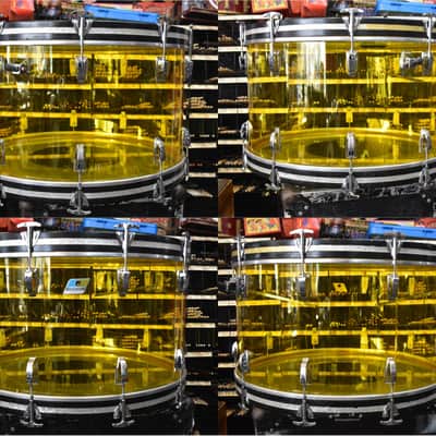 Vintage Ludwig Yellow Vistalite, Super Clean "Bonham" sizes: 14, 16, 18, 26 image 19