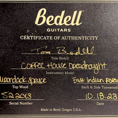 Bedell Coffee House Dreadnought (2023) - Espresso Burst #522013 with Original Hard Case image 15