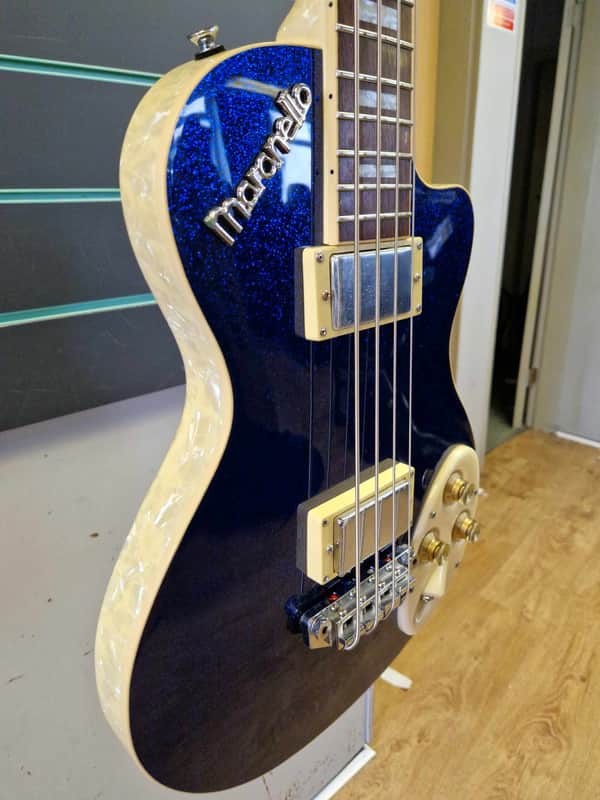 Italia Maranello Classic Blue Sparkle Bass Guitar | Reverb