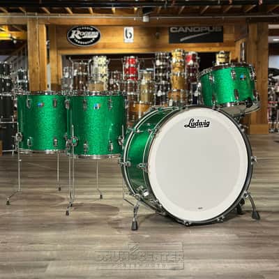 Ludwig Classic Maple 4pc Bonham Drum Set Green Sparkle image 1