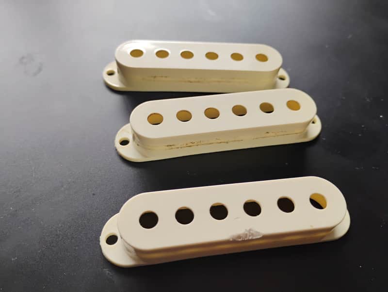 70s-1980s Fender Stratocaster Pickup covers USA late 1970s-early 80s orig vintage Fullerton parts luthier project restoration Smith Strat etc image 1