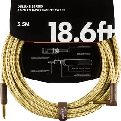 Fender Deluxe Series Instrument Cable Straight/Angled 18.6' Tweed image 1