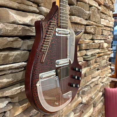 Coral Vincent Bell Electric Sitar 1967 - Red Crackle w/ Non-Original Gig Bag image 4