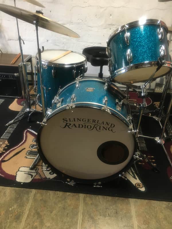 1950's Slingerland Radio King 1950's, 22,13,16 in Blue Glass Sparkle image 1