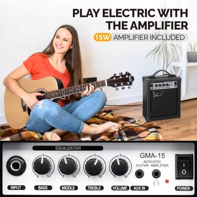 Glarry  Burlywood 41 Inch EQ Acoustic Guitar w/15W Amp image 6