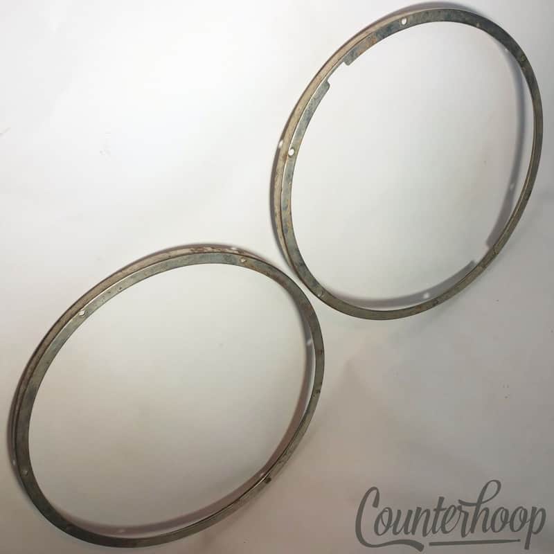Leedy 6Lug Tango Snare Drum Rims/Hoops Set 2x Batter+Resonant Nickel Vintage 10s image 1