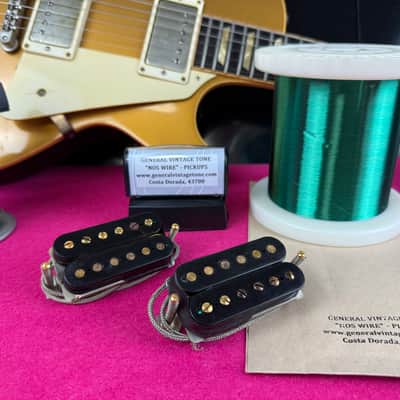 General Vintage Tone NOS Wire Pat. No. 1962  Humbucker Set Double Cellulose acetate black bobbins NOS WIRE image 2