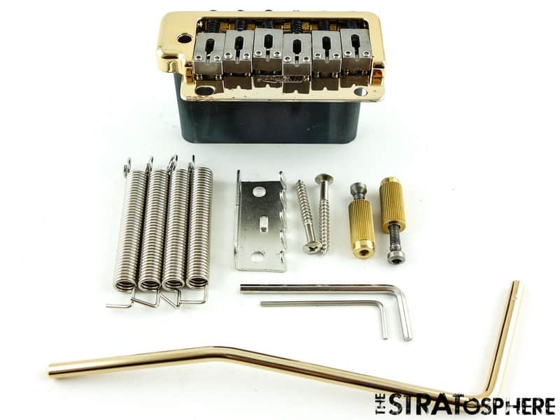 *NEW Wilkinson 2 Point TREMOLO for Fender Stratocaster Steel + Gold WVP2-SB-GD image 1
