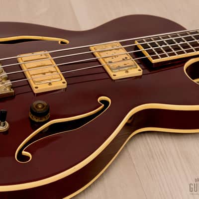 1988 Ibanez AB200 Artstar Vintage Semi-Hollow Bass Wine Red image 7