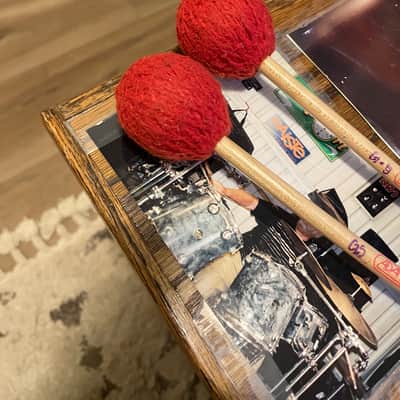 Adams MB1 Marimba Mallets Pair - Set of Two Mallets Red Wood Handle image 3