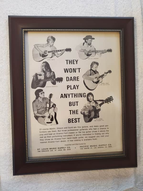 1973 Alvarez-Yari Guitars Promotional Ad Framed Waylon Jennings, Ronnie Reno, Sami Smith Original image 1