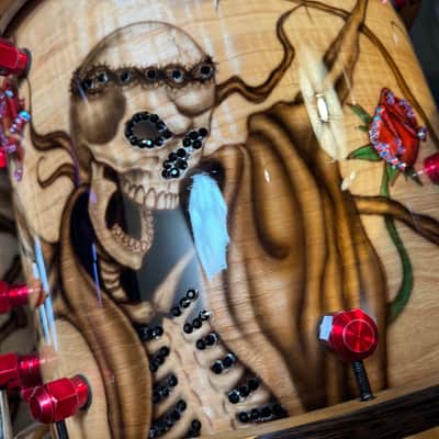 Rikki Rockett's Poison, Rockett Drum Works, Steam Bent Hickory "The Rose" Drum Kit, 22",16", 14", 12", 10",  Plus Woofer, Swarovski Crystals, Signed! STUNNING image 13
