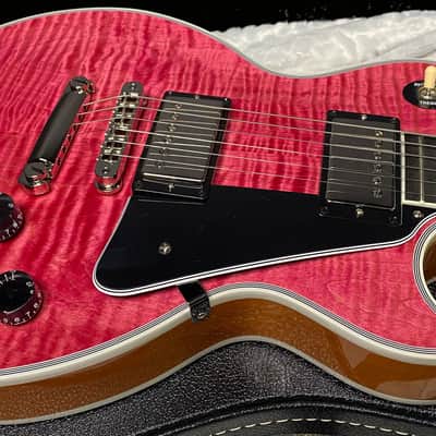 NEW! Gibson Dealer Select Custom Shop Les Paul Custom AAA Super Curly Figured Top - Transparent Pink - Authorized Dealer - WOW! 8.8 lbs - G07451 image 5