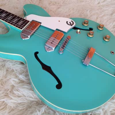 1996 Epiphone Casino TQ Turquoise MIK Peerless Seafoam Surf Green Guitar Korea image 2