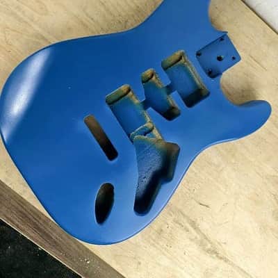 Blue Stratocaster Strat Style Guitar Poplar Wood Body image 9