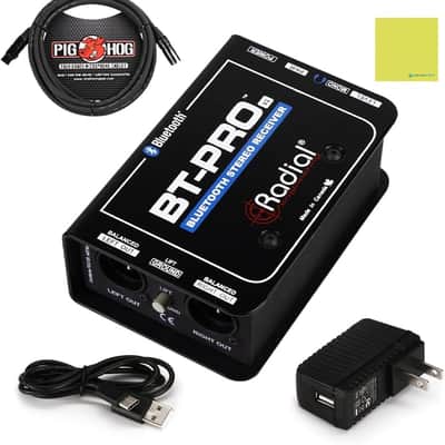 Radial BT-Pro V2 Stereo Bluetooth Direct Box Bundle with Pig Hog 10ft Microphone Cable and Liquid Audio Instrument Polishing Cloth - 2-Channel Active Direct Box and Bluetooth Receiver image 1
