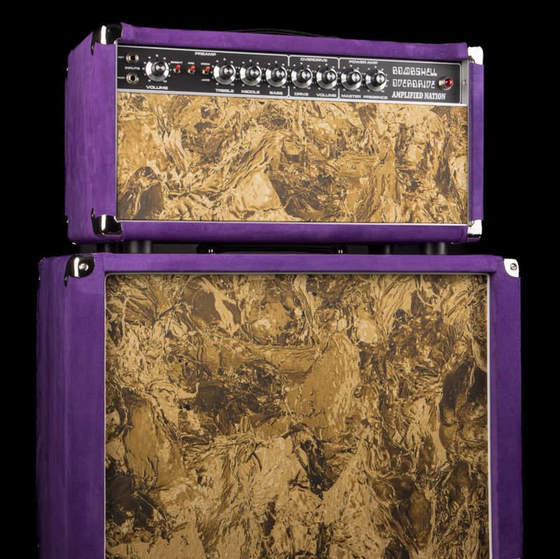 Amplified Nation Bombshell Overdrive 50w Head/1x12 Speaker Cab - Purple Suede & Liquid Gold Leaf #194 image 1