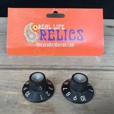 Real Life Relics Aged Black Witch Hat  Knobs Dimpled Silver Top Set Screw (Set of 2)   [DK4]