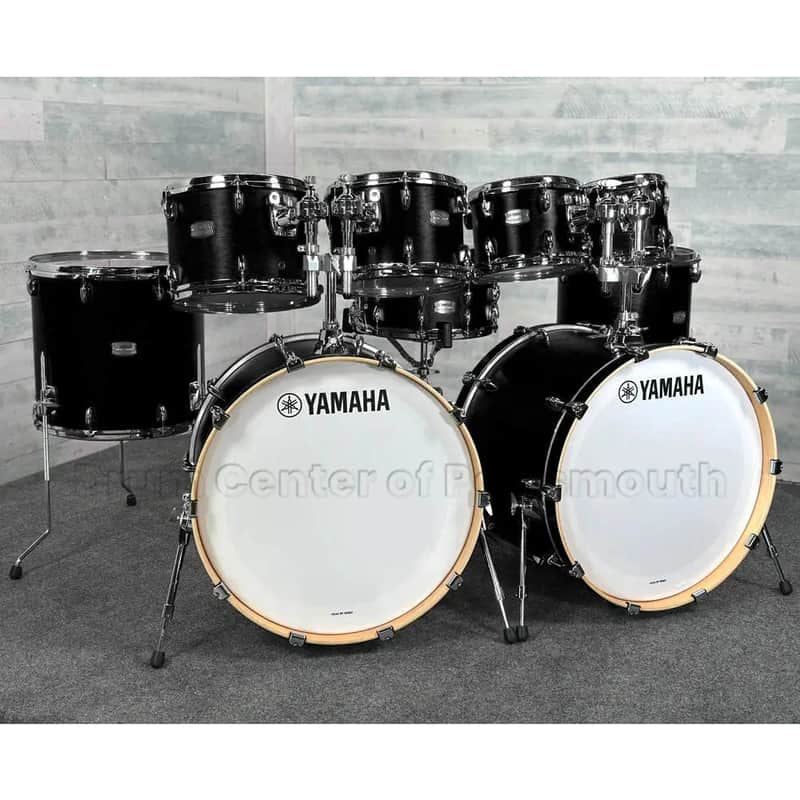 Yamaha Tour Custom Maple 9pc Double Bass Drum Set Licorice Satin imagen 1
