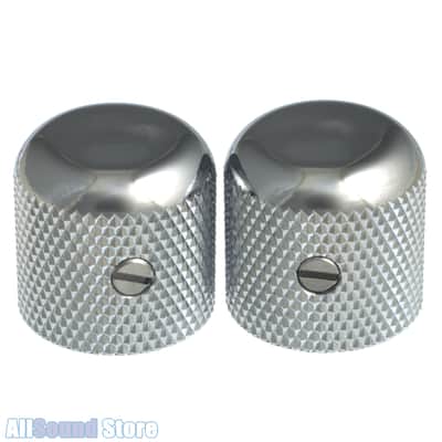 (2) GOTOH VK1-18 Dome Knobs for 6mm Pots Guitar or Bass - Chrome image 1