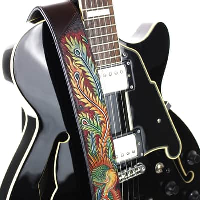 Walker & Williams KB-33 Skinny Carob Brown Premium Grain Leather Strap w/Hand Tooled Phoenix image 4
