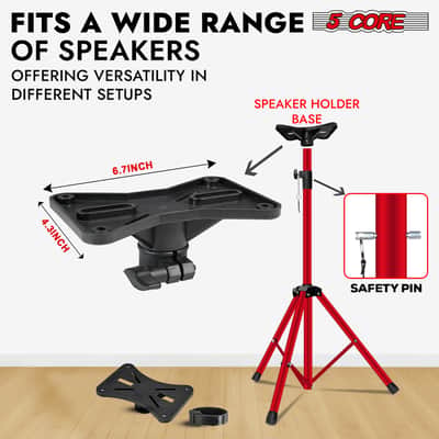 5 Core Speaker Stand Height Adjustable 72" Heavy Duty PA DJ Tripod Studio Monitor Stands image 4