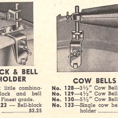 Vintage WFL (Ludwig) Chicago Cowbell & Wood Block With Stamped Nickel Holder (Shiny & Clean) 40’s - 50’s image 17